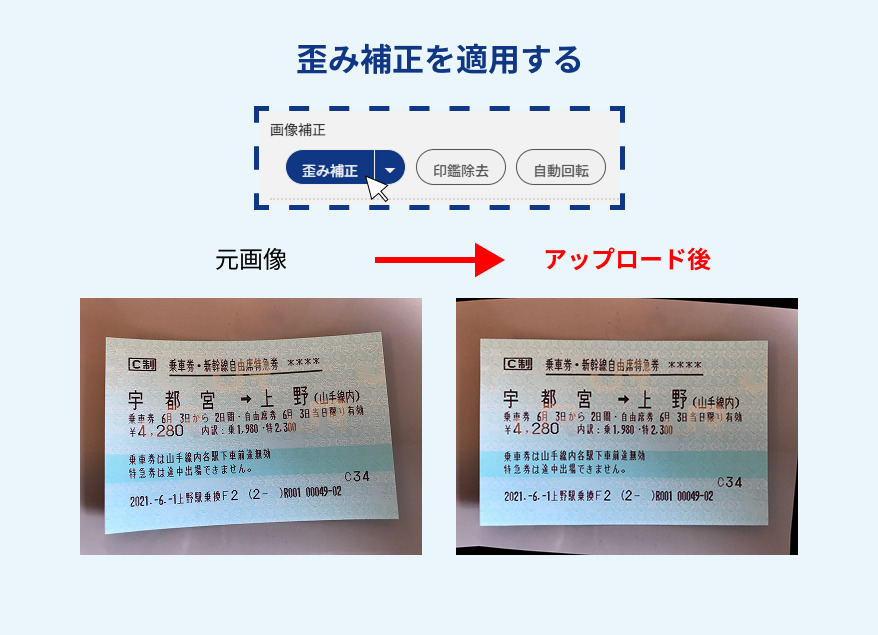 歪み補正の適用